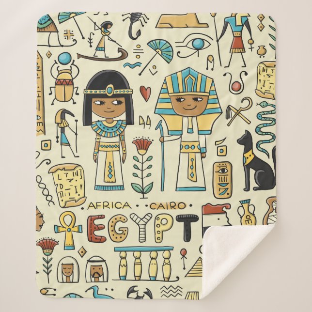 Travel to Egypt. Seamless pattern Sherpa Blanket (Front)