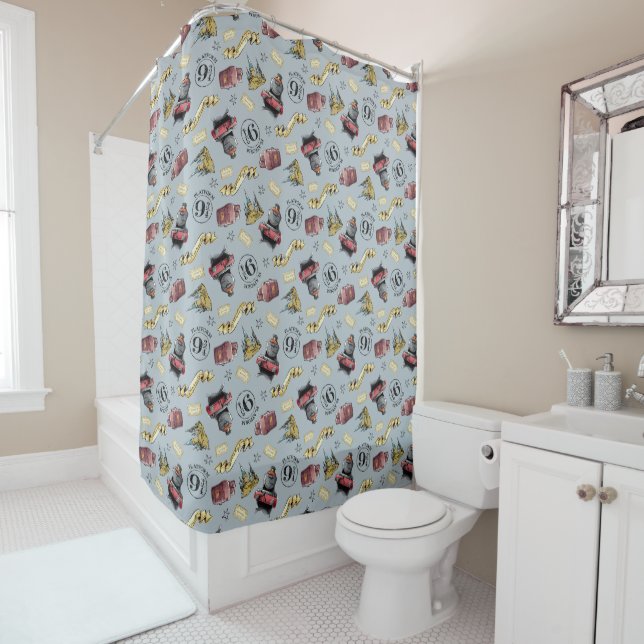 Travel To HOGWARTS™ Pattern Shower Curtain (In Situ)