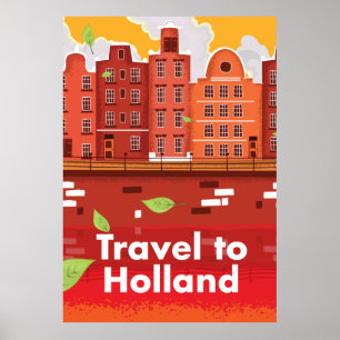 Travel to Holland vintage poster. Poster