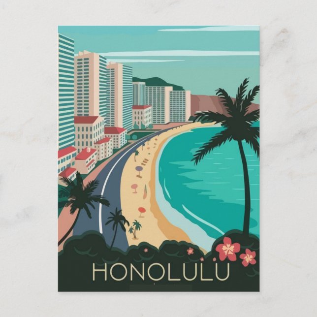 Travel to honolulu postcard (Front)