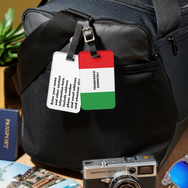 Travel to Italy Italian Flag Personalised Luggage Tag (Travel to Italy Italian Flag
Fully Customized Luggage Tag)