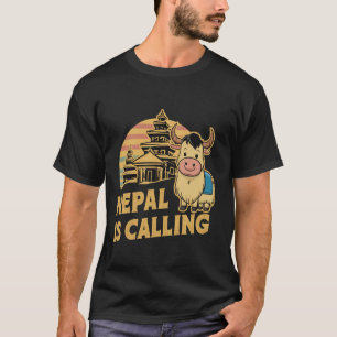 Travel to Kathmandu Cute Nepalese Yak Retro Nepal T-Shirt