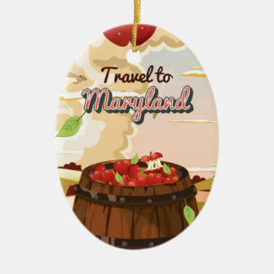 Travel To Maryland travel poster Ceramic Tree Decoration