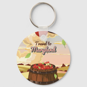 Travel To Maryland travel poster Key Ring