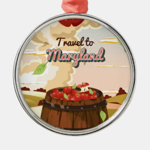 Travel To Maryland travel poster Metal Tree Decoration
