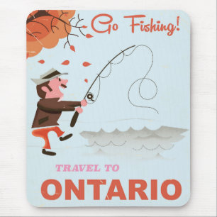 Travel to Ontario retro fishing print vacation. Mouse Pad