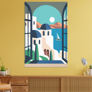 Travel to Santorini Island Canvas Print