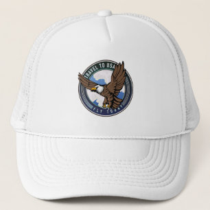 Travel to USA Fly today logo Trucker Hat