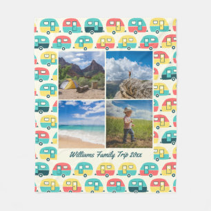 Travel Trailer Pattern 4 Photo Template Fleece Blanket