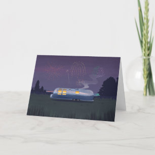 Travel Trailer Silver RV & Night Sky Blank Card