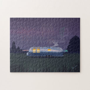 Travel Trailer Silver RV & Night Sky Jigsaw Puzzle