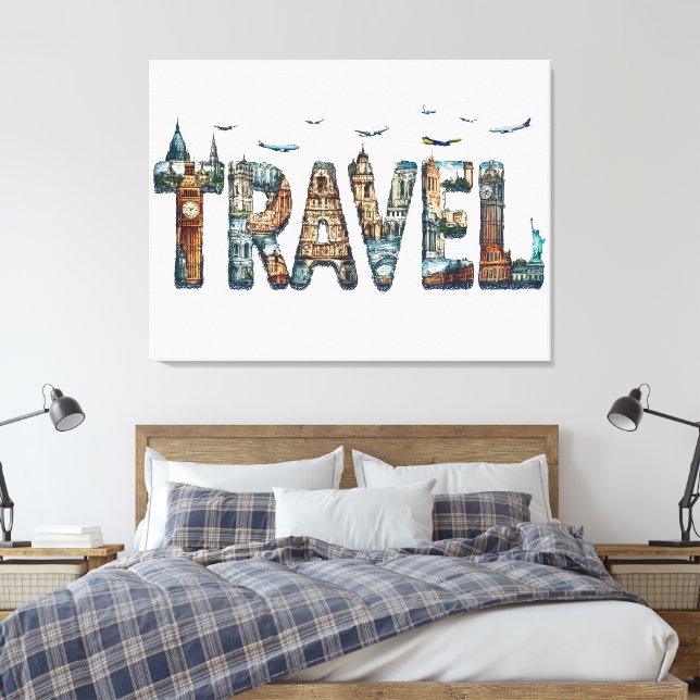 Travel Typography Wall Art (Insitu(Bedroom))