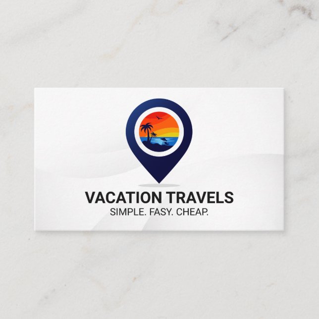 Travel Vacation Location Logo Business Card (Front)