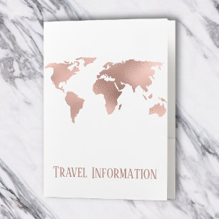 Travel Vacation Plans Rose Gold World Pocket Folder