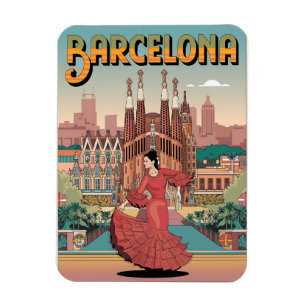 Travel vintage barcelona sagrada familia gifts magnet
