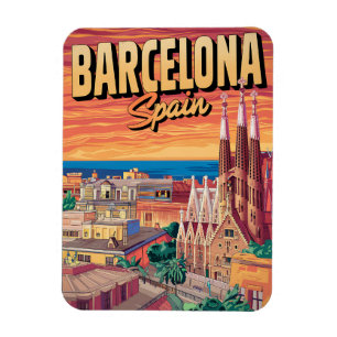 Travel vintage barcelona sagrada familia gifts magnet
