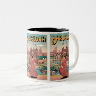Travel vintage barcelona sagrada familia gifts Two-Tone coffee mug