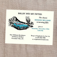 Travel Vintage Car Desert 50th Birthday Party