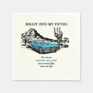 Travel Vintage Car Desert 50th Birthday Party Napkin