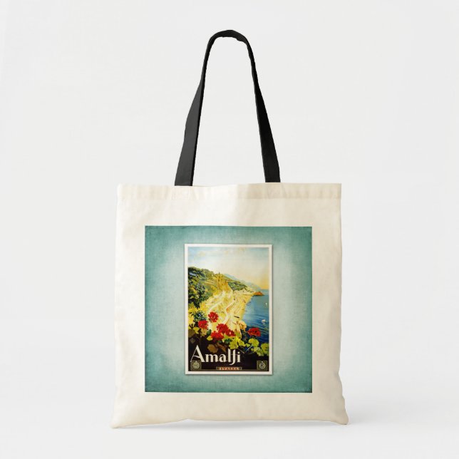 Travel Vintage Poster Amalfi Italy Tote Bag (Front)