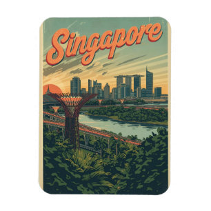 Travel Vintage singapore marina bay sands gifts Magnet