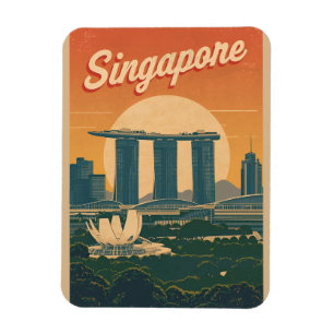 Travel Vintage singapore marina bay sands gifts Magnet
