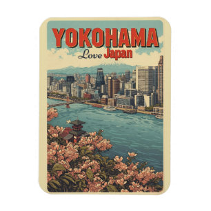 Travel vintage yokohama city japan Chinatown gifts Magnet