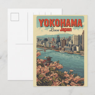 Travel vintage yokohama city japan Chinatown gifts Postcard