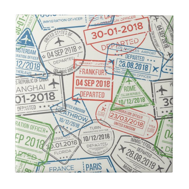 Travel Visa Stamp Tile (Front)