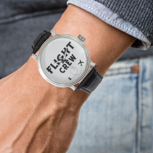 Travel Wanderlust Black Flight Crew and Aeroplane  Watch