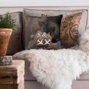 Travel Wedding Airplane Heart Save The Date Photo  Cushion