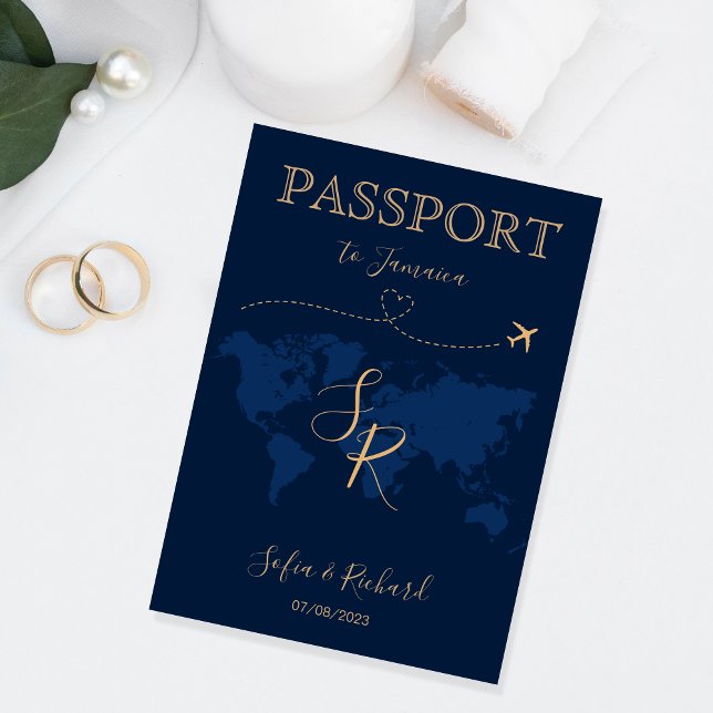 Travel Wedding Destination Passport World Map Invitation (Creator Uploaded)