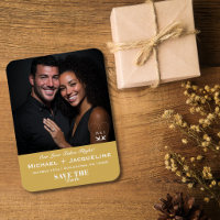 Travel Wedding Gold Elegant Save the Date Photo