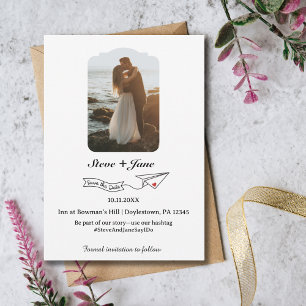 Travel Wedding Paper Aeroplane Modern Save The Dat Invitation