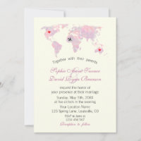 Travel Wedding Watercolor World Map Ivory
