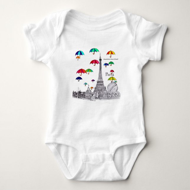Travel with Umbrellas Baby Bodysuit (Front)