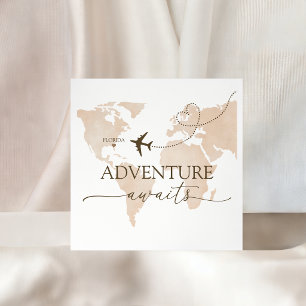 Travel World Map Adventure Awaits Napkins