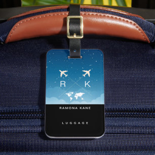 Travelers Name Modern Elegant Monogram Luggage Tag