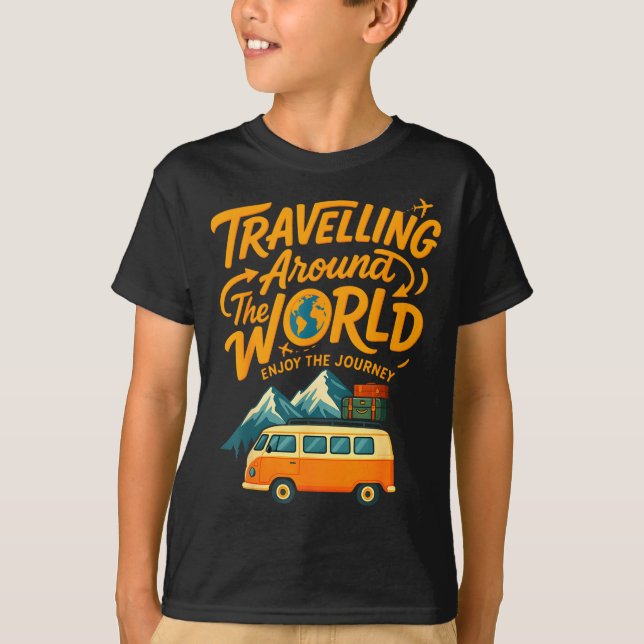 Traveling Around The World Van Life Adventure Desi T-Shirt (Front)