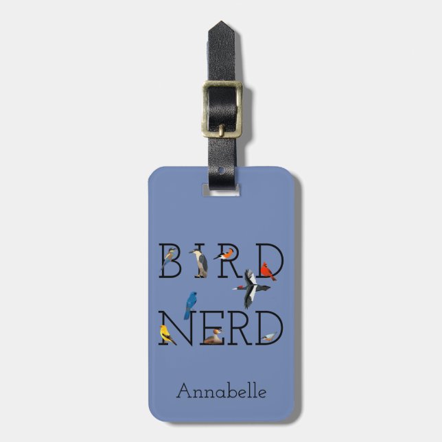 Traveling Bird Nerd Personalize Luggage Tag (Front Vertical)