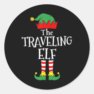Traveling Elf Matching Family Group Christmas Part Classic Round Sticker