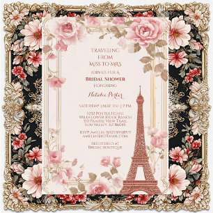Traveling from Miss to Mrs Bridal Shower Paris  Invitation