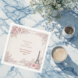 Traveling from Miss to Mrs Bridal Shower Paris Napkin