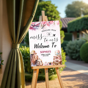 Traveling from Miss to Mrs Bridal Shower Welcome Poster