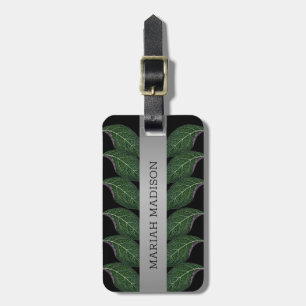 Traveller script Gold monogram name Floral theme Luggage Tag