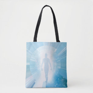 Traveller through space and time tote bag