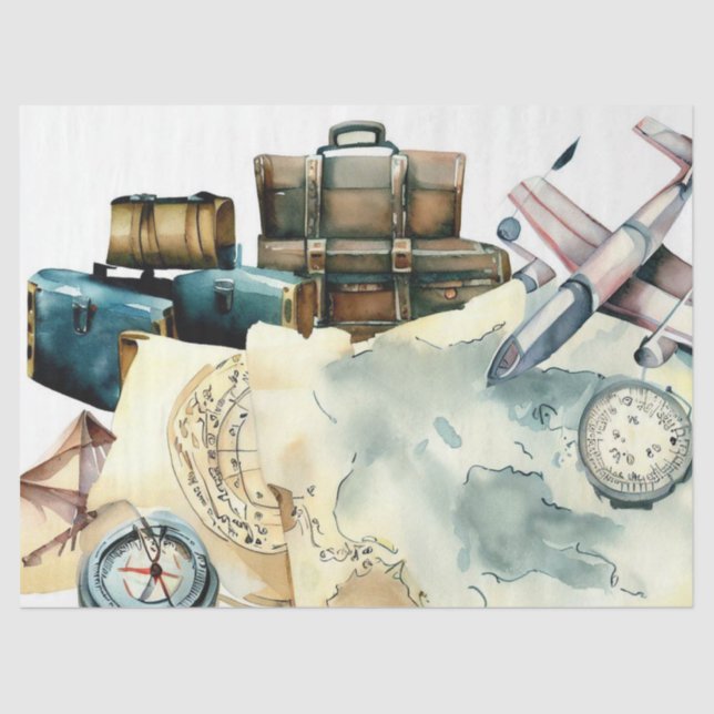 "Traveller's Delight: Adventure Awaits" Tissue Paper (Front)