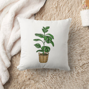 Traveller's Palm Hand drawn Plant Throw Pillow