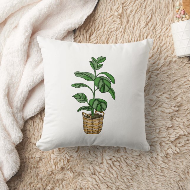 Traveller's Palm Hand drawn Plant  Throw Pillow (Blanket)