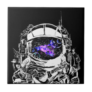Travelling Astronaut Purple Galaxy Nebula Tile